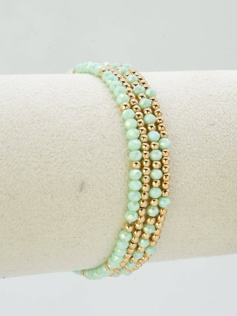 MiMi Wholesale - CB2285 4 Piece CCB Glass Bead Stretch Bracelet Set: Red White