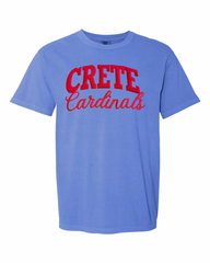 RED CRETE RED POLKA DOT CARDINALS - FLO BLUE TEE (YOUTH + ADULT)