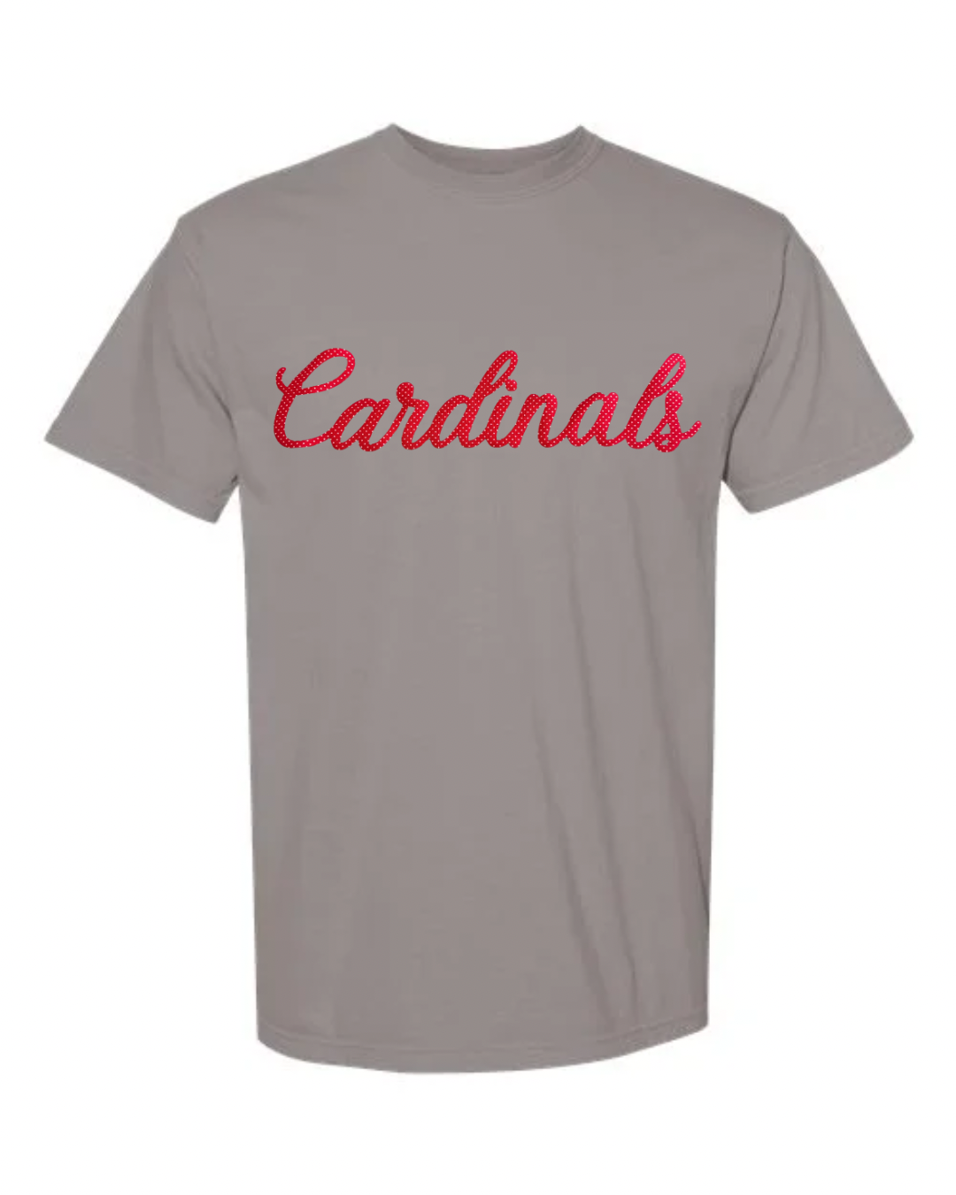 RED POLKA DOT CARDINALS - GREY TEE (YOUTH + ADULT)
