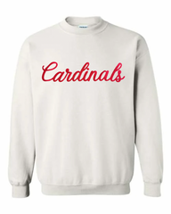RED POLKA DOT CARDINALS - WHITE CREWNECK (YOUTH + ADULT)