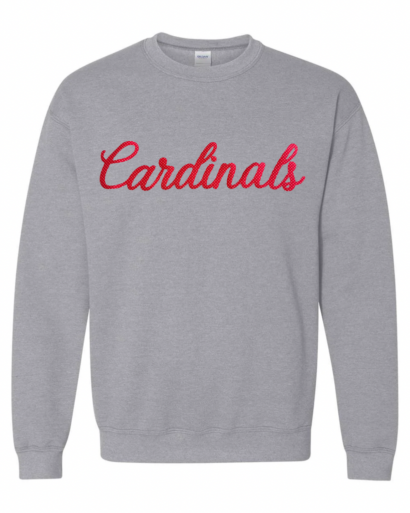 RED POLKA DOT CARDINALS - GREY CREWNECK (YOUTH + ADULT)