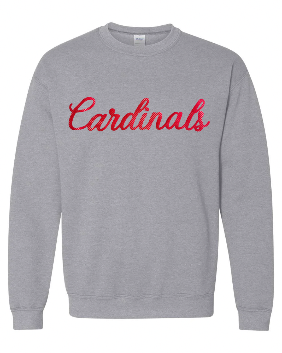 RED POLKA DOT CARDINALS - GREY CREWNECK (YOUTH + ADULT)