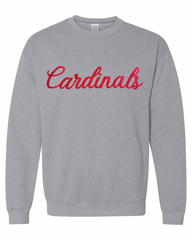 RED POLKA DOT CARDINALS - GREY CREWNECK (YOUTH + ADULT)
