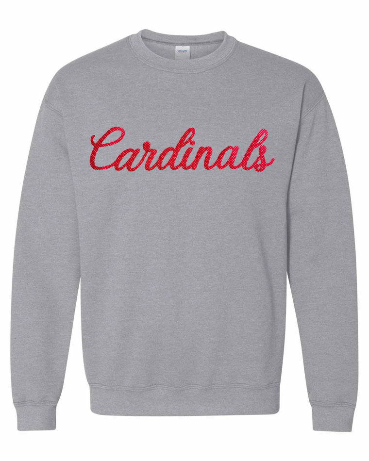 RED POLKA DOT CARDINALS - GREY CREWNECK (YOUTH + ADULT)