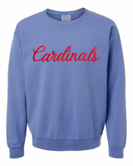 RED POLKA DOT CARDINALS - BLUE COMFORTWASH CREW