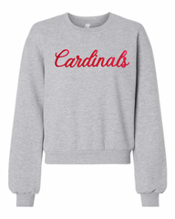 RED POLKA DOT CARDINALS - GREY CROP CREW