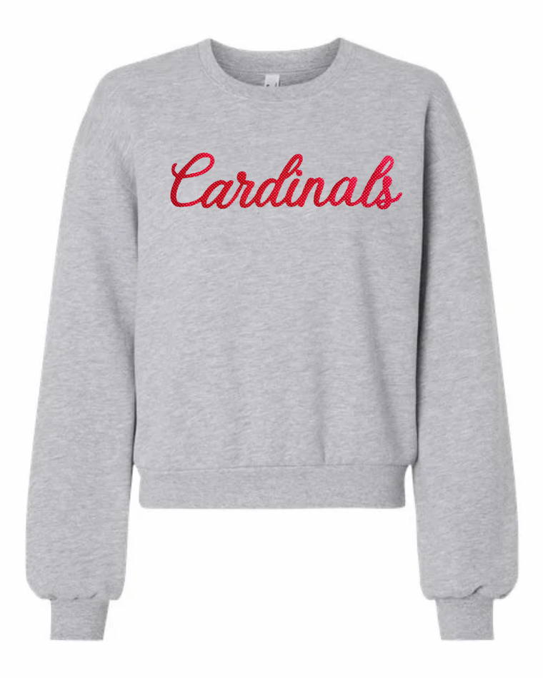 RED POLKA DOT CARDINALS - GREY CROP CREW