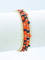 MiMi Wholesale - CB2285 4 Piece CCB Glass Bead Stretch Bracelet Set: Red White