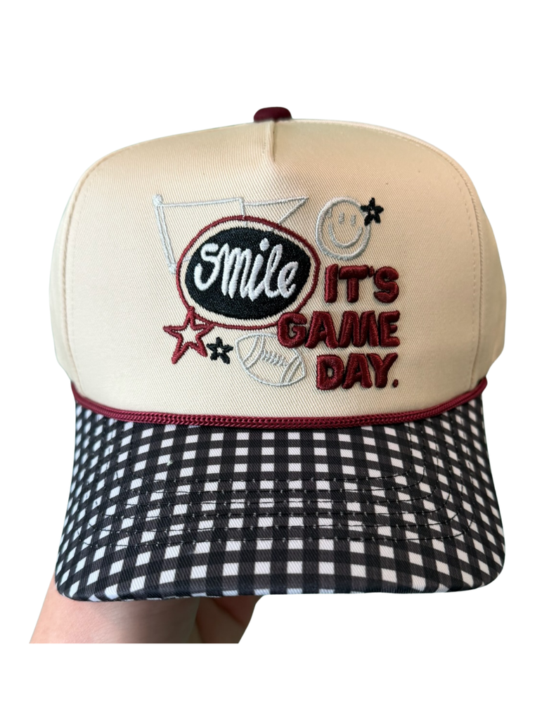 Summer Tees - SMILE, IT’S GAME DAY CANVAS CAP: RED