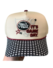 Summer Tees - SMILE, IT’S GAME DAY CANVAS CAP: RED