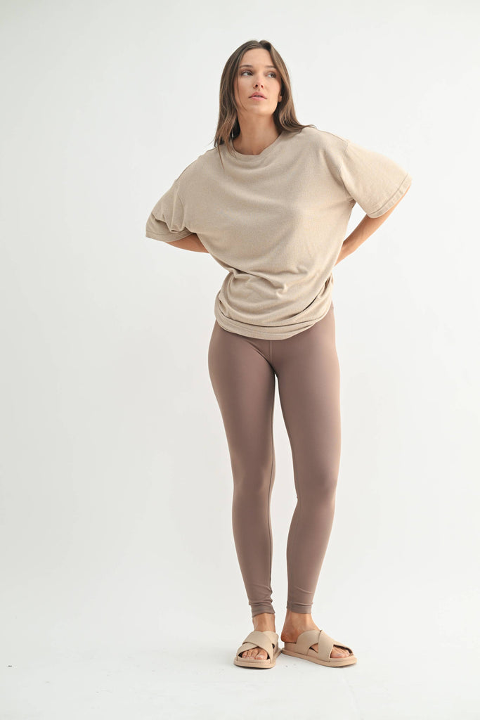 Mono B - Brushed Hacci Oversized Boyfriend Tee: 2TONE GREY / S:M:L (2:2:2)