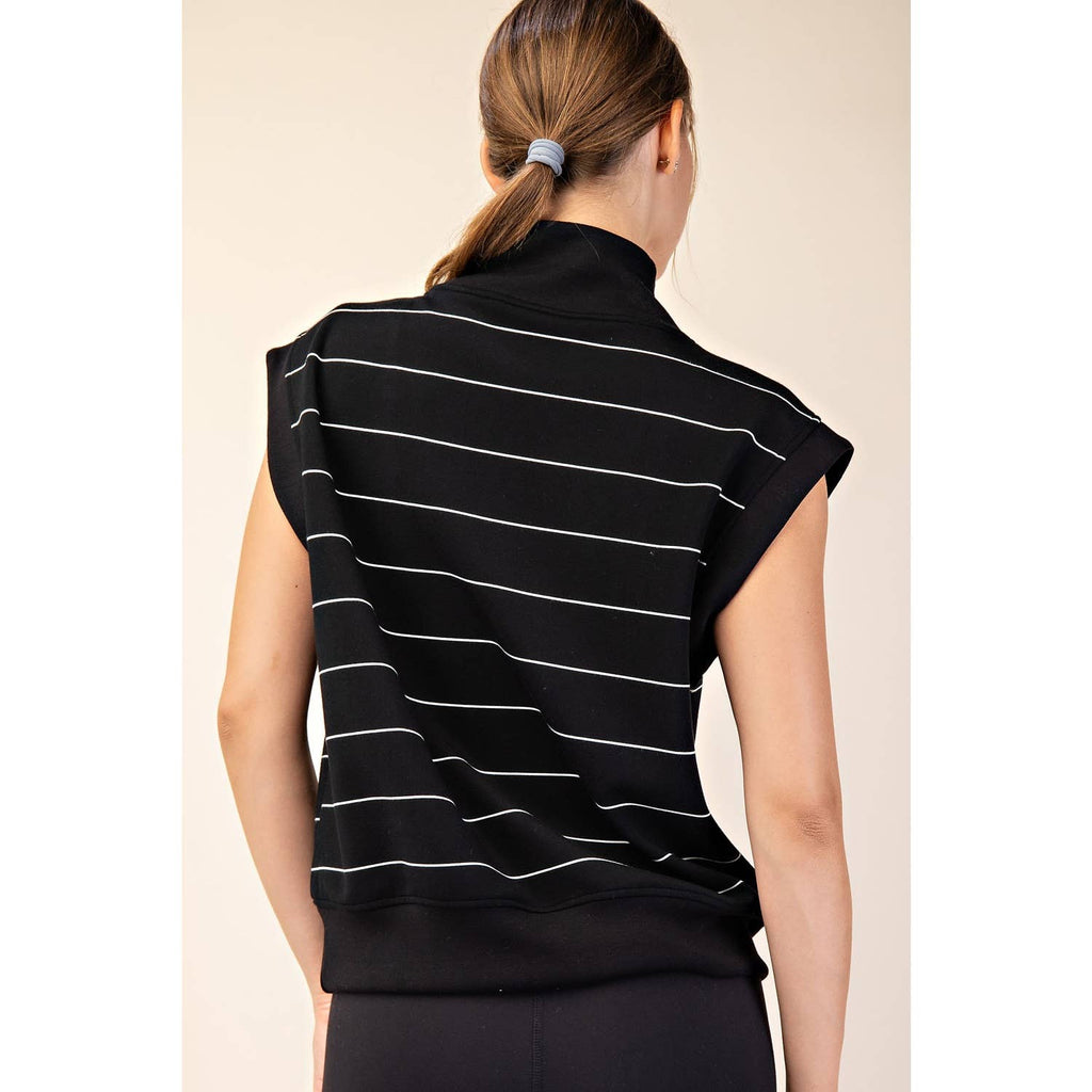 Rae Mode - MODAL SCUBA STRIPE LUXE V-NECK SLEEVELESS TOP: Brink Pink/Cream / S-M-L(2-2-2)