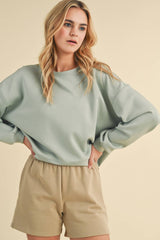 Wishlist Apparel - SCUBA RELAXED CROP SWEATSHIRT / WL22-7352: LIME / S