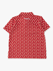 RuffleButts + RuggedButts - Boys Varsity Red Football Frenzy Knit Short Sleeve Performance Polo: Red / 3T