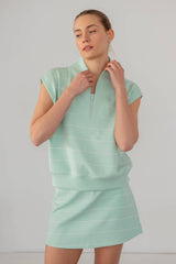 Rae Mode - MODAL SCUBA STRIPE LUXE V-NECK SLEEVELESS TOP: Brink Pink/Cream / S-M-L(2-2-2)