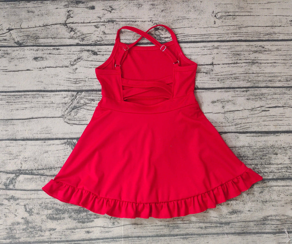 Aier Wholesale - Baby Girls Red Athletic Active Wear Knee Length Dresses: 10-12T
