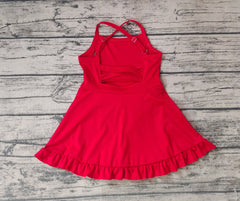 Aier Wholesale - Baby Girls Red Athletic Active Wear Knee Length Dresses: 10-12T