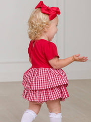 RuffleButts + RuggedButts - Baby Girls Classic Red Gingham Short Sleeve Skirted Romper: Red / 3-6m
