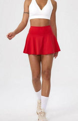 Active by Anna-Kaci - High Waist Athletic Skort Built In Shorts Pocket: Red / M