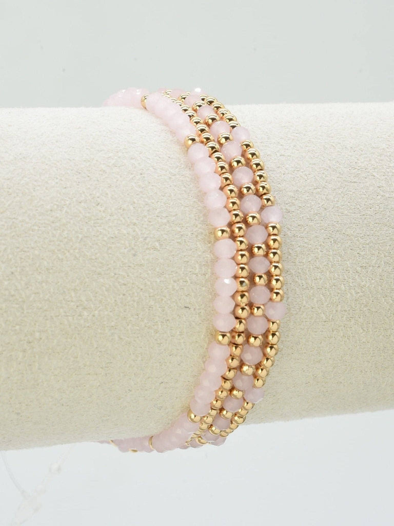 MiMi Wholesale - CB2285 4 Piece CCB Glass Bead Stretch Bracelet Set: Red White
