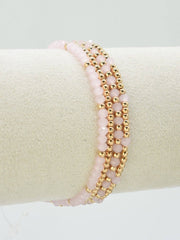 MiMi Wholesale - CB2285 4 Piece CCB Glass Bead Stretch Bracelet Set: Red White