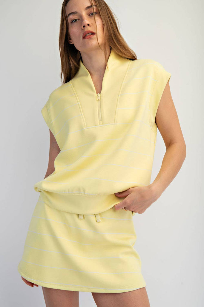 Rae Mode - MODAL SCUBA STRIPE LUXE V-NECK SLEEVELESS TOP: Brink Pink/Cream / S-M-L(2-2-2)