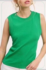 La Miel - HUT7340-Basic Ribbed Sleeveless Crew Mock Neck Tank Top: Marble / M