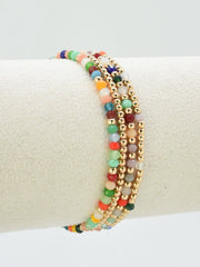 MiMi Wholesale - CB2285 4 Piece CCB Glass Bead Stretch Bracelet Set: Red White