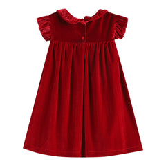 Lil Cactus - Red Velvet Ruffle Dress: 6Y