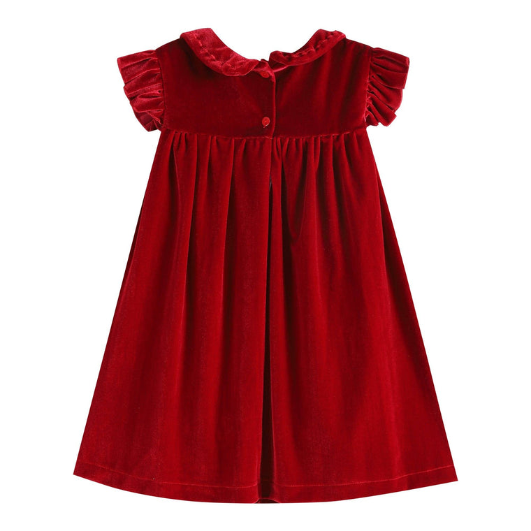 Lil Cactus - Red Velvet Ruffle Dress: 6Y