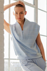 Rae Mode - MODAL SCUBA STRIPE LUXE V-NECK SLEEVELESS TOP: Brink Pink/Cream / S-M-L(2-2-2)