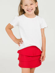 RuffleButts + RuggedButts - Girls Red Tiered Active Skort: Red / 3T