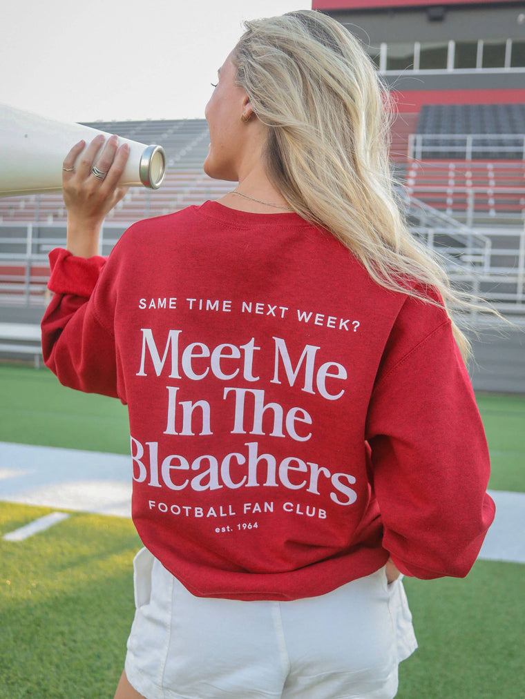 FRIDAY + SATURDAY - F+S: MEET ME IN THE BLEACHERS RED SWEATSHIRT (FRONT + BACK): L