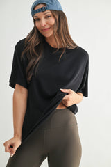 Mono B - Brushed Hacci Oversized Boyfriend Tee: 2TONE GREY / S:M:L (2:2:2)