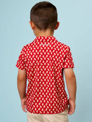 RuffleButts + RuggedButts - Boys Varsity Red Football Frenzy Knit Short Sleeve Performance Polo: Red / 5