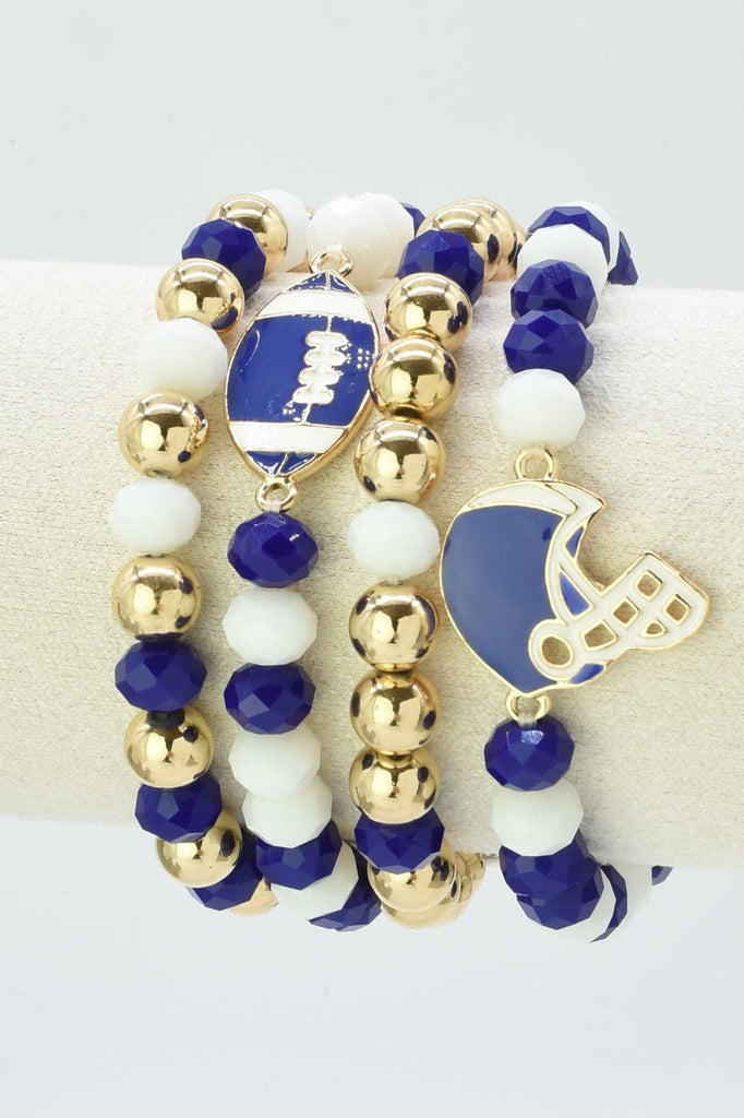 MiMi Wholesale - CB2301 Game Day Football Helmet Charm Bracelet: Red White