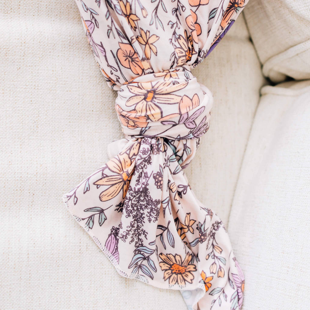 Copper Pearl - Knit Swaddle Blanket - Flora