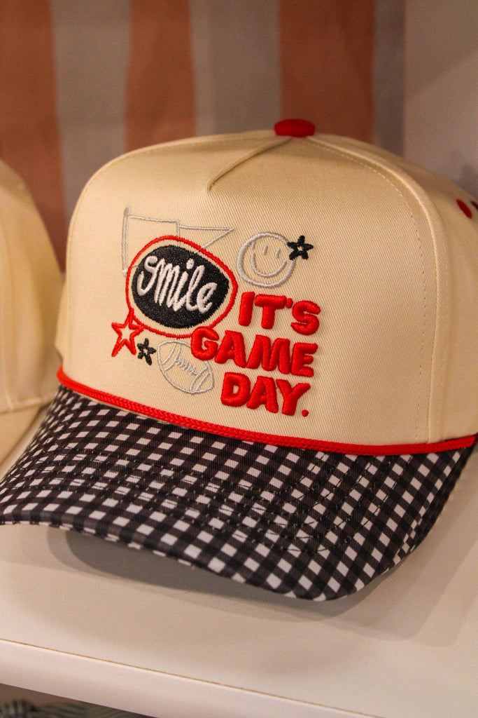 Summer Tees - SMILE, IT’S GAME DAY CANVAS CAP: RED