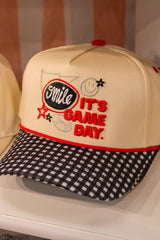 Summer Tees - SMILE, IT’S GAME DAY CANVAS CAP: RED