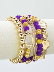 MiMi Wholesale - CB2286 CCB Multi Strand Bead Bracelet Set: Red White