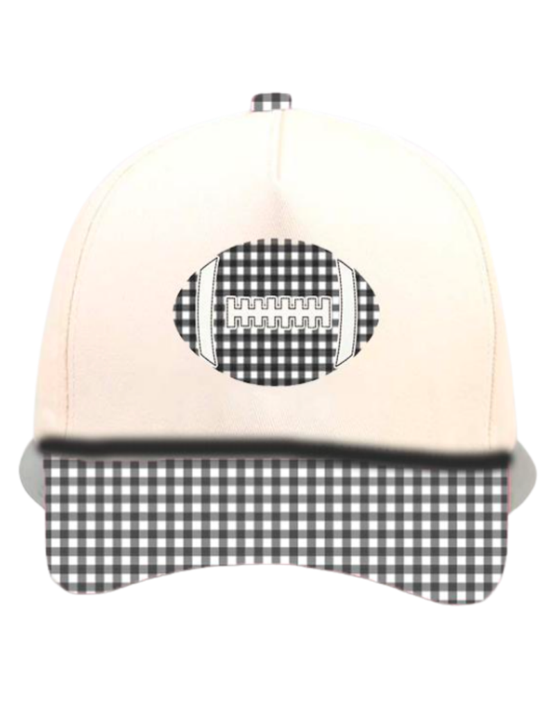 Summer Tees - GINGHAM FOOTBALL CANVAS CAP: RED/NATURAL