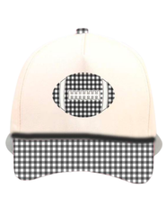 Summer Tees - GINGHAM FOOTBALL CANVAS CAP: RED/NATURAL