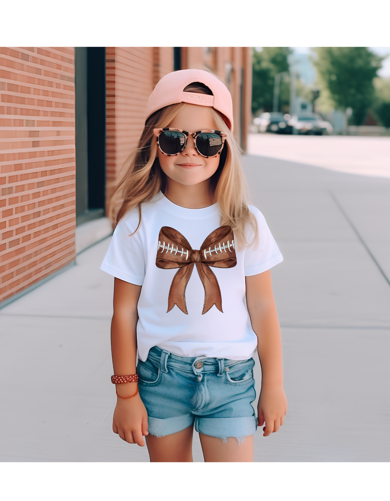 Tiny trendz teez - Football preppy bow kids graphic tee : Youth L