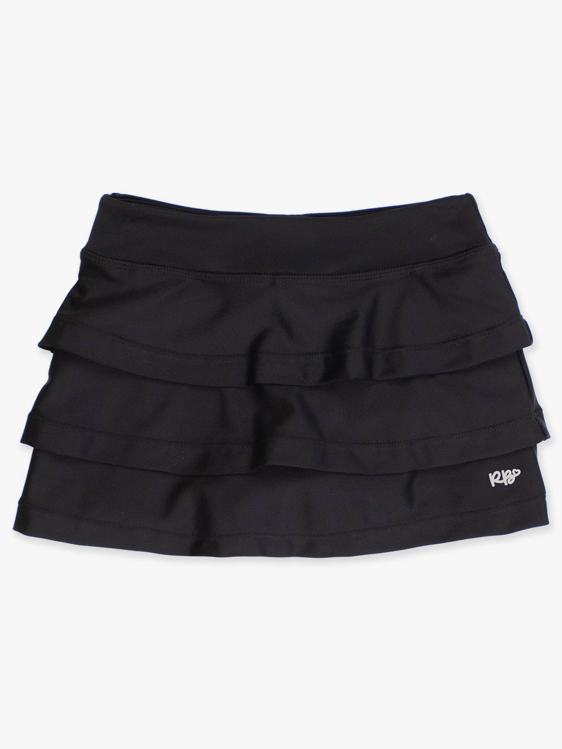 RuffleButts + RuggedButts - Girls Black Tiered Active Skort: Black / 5