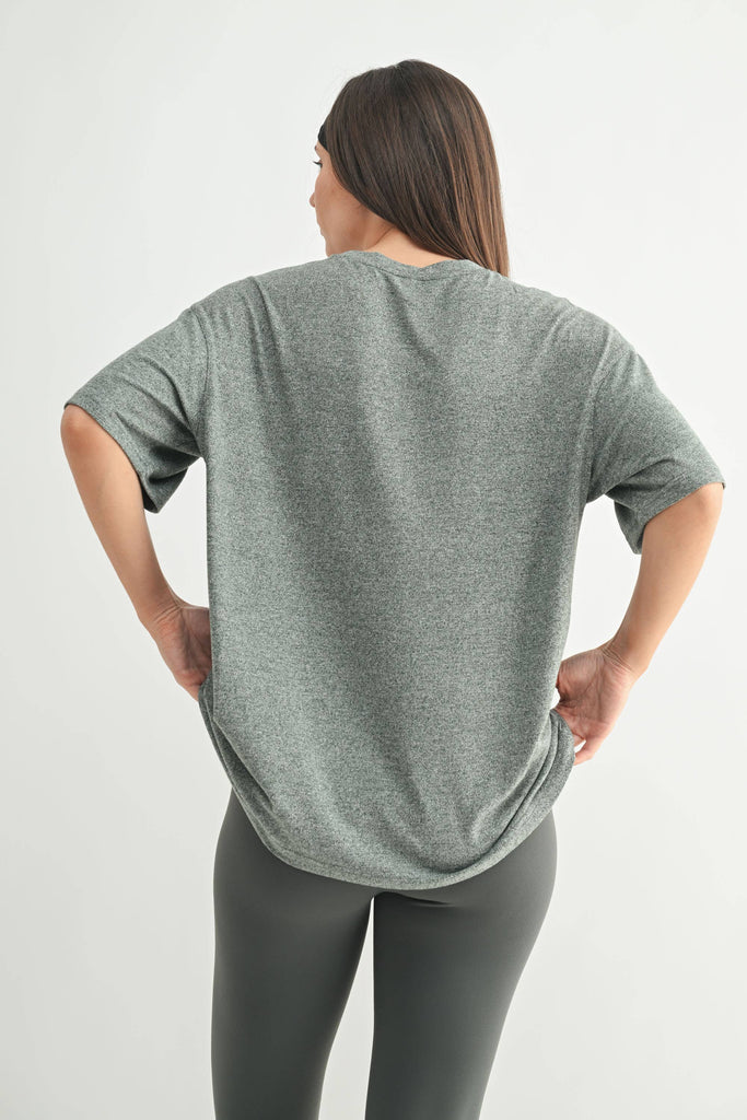 Mono B - Brushed Hacci Oversized Boyfriend Tee: 2TONE GREY / S:M:L (2:2:2)