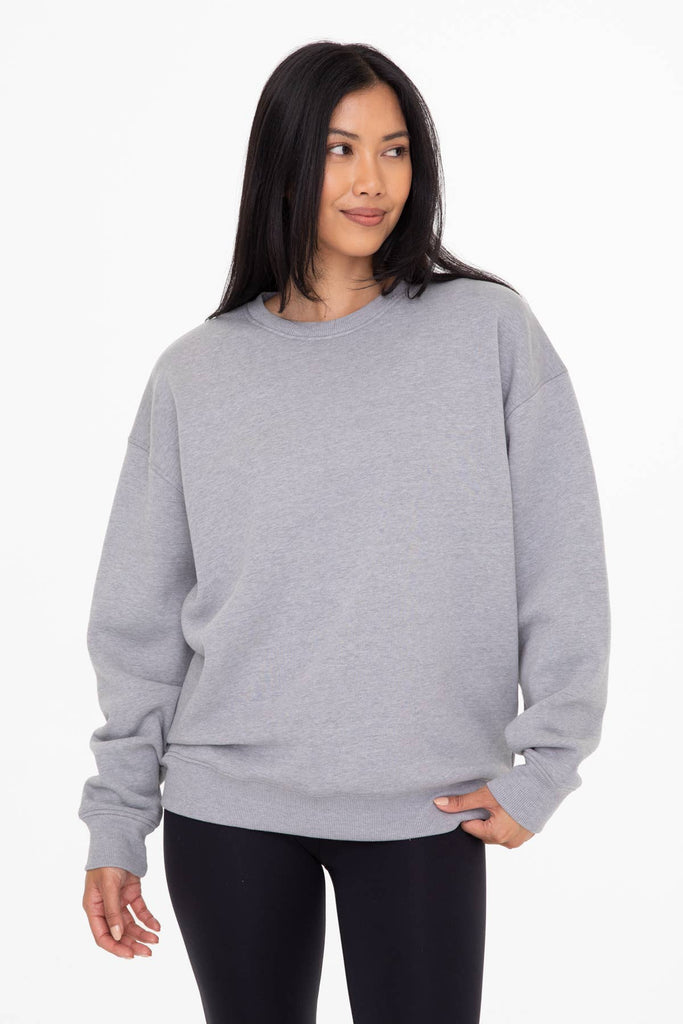 Mono B - Oversized Fleece Sweatshirt: HEATHER GREY / S:M:L (2:2:2)