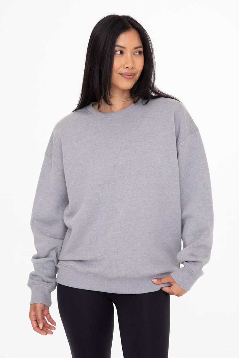 Mono B - Oversized Fleece Sweatshirt: HEATHER GREY / S:M:L (2:2:2)