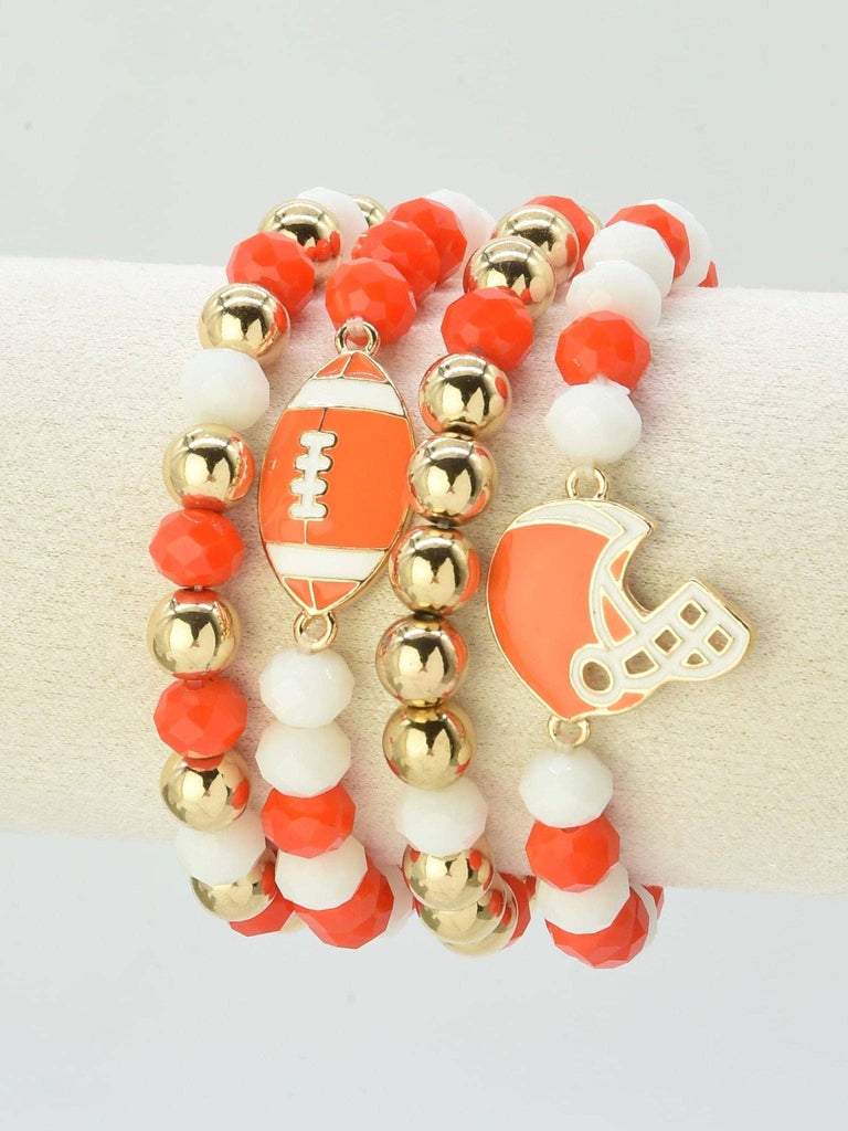MiMi Wholesale - CB2301 Game Day Football Helmet Charm Bracelet: Red White