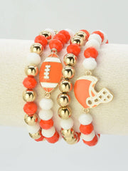 MiMi Wholesale - CB2301 Game Day Football Helmet Charm Bracelet: Red White