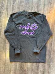 ROCKETS CHEER - DARK GREY COMFORT COLORS LONG SLEEVE TEE